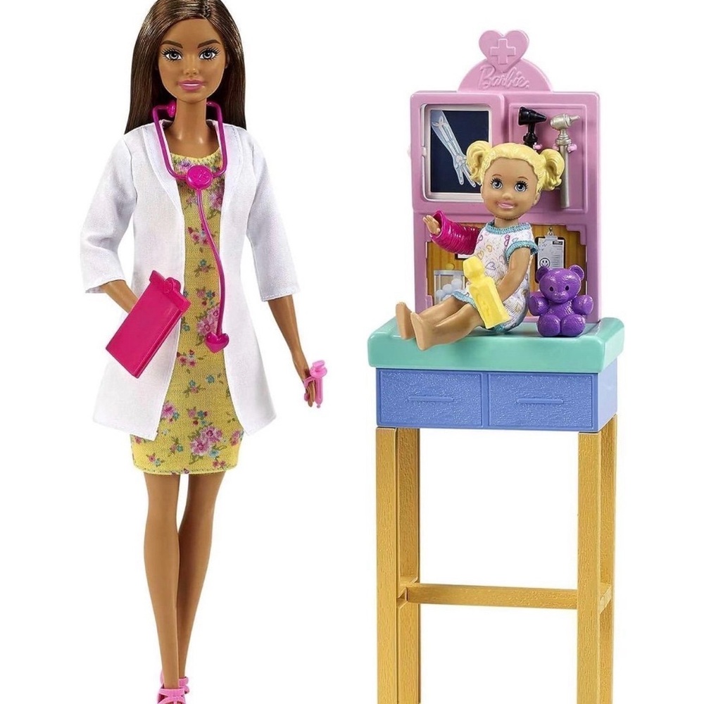 Barbie Careers Doll & Playset, Pediatrician Theme with Brunette Fashion Doll
